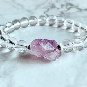 Amethyst + Clear Quartz Gemstone Bracelet
